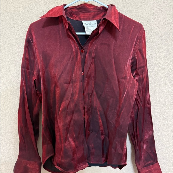 Fred David Tops - Fred David Deep Red Blouse